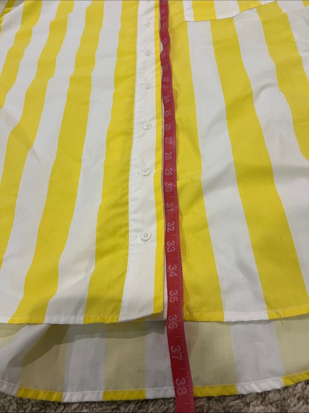 Cabana Yellow and White Vertical Stripe Button-Up Cover Up Dress/Fishing Shirt - Picture 10 of 10